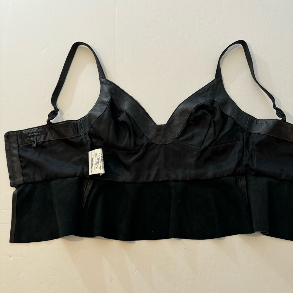 Rosa Cha Leather Bustier Peplum Top - Picture 7 of 9